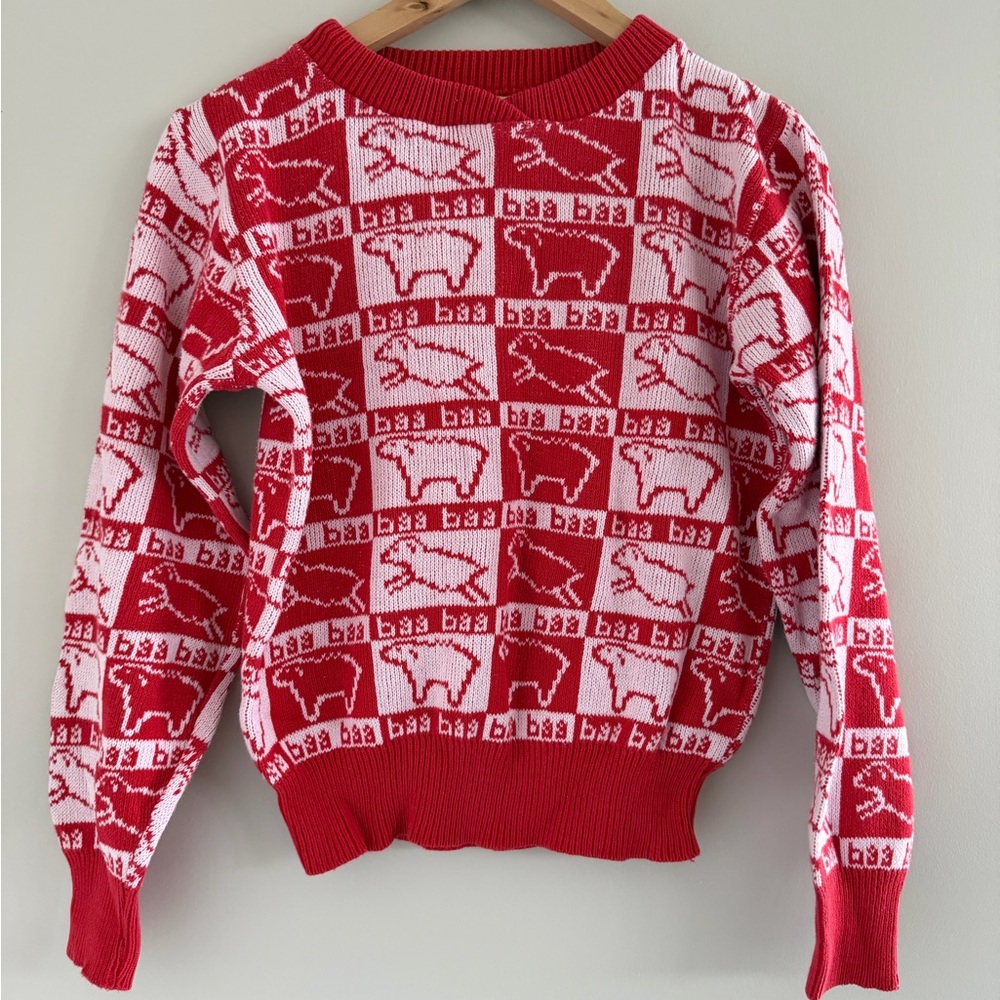 Vintage Winona Knits Novelty Sweater Animal Print Cottagecore Farmcore Sz S